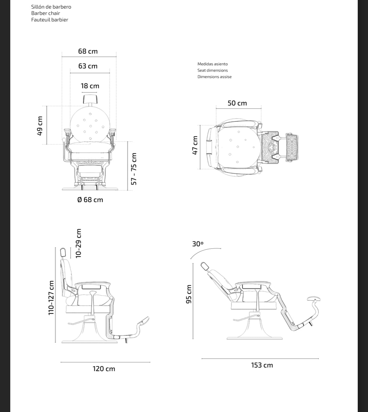 Bandido Barber Chair Color Black Gold